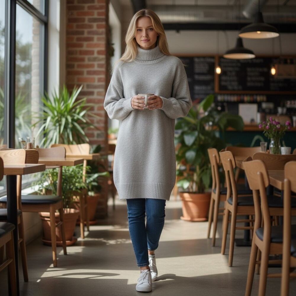 WALLFLOWER Women’s Medium Light Gray SWEATER DRESS 🌟